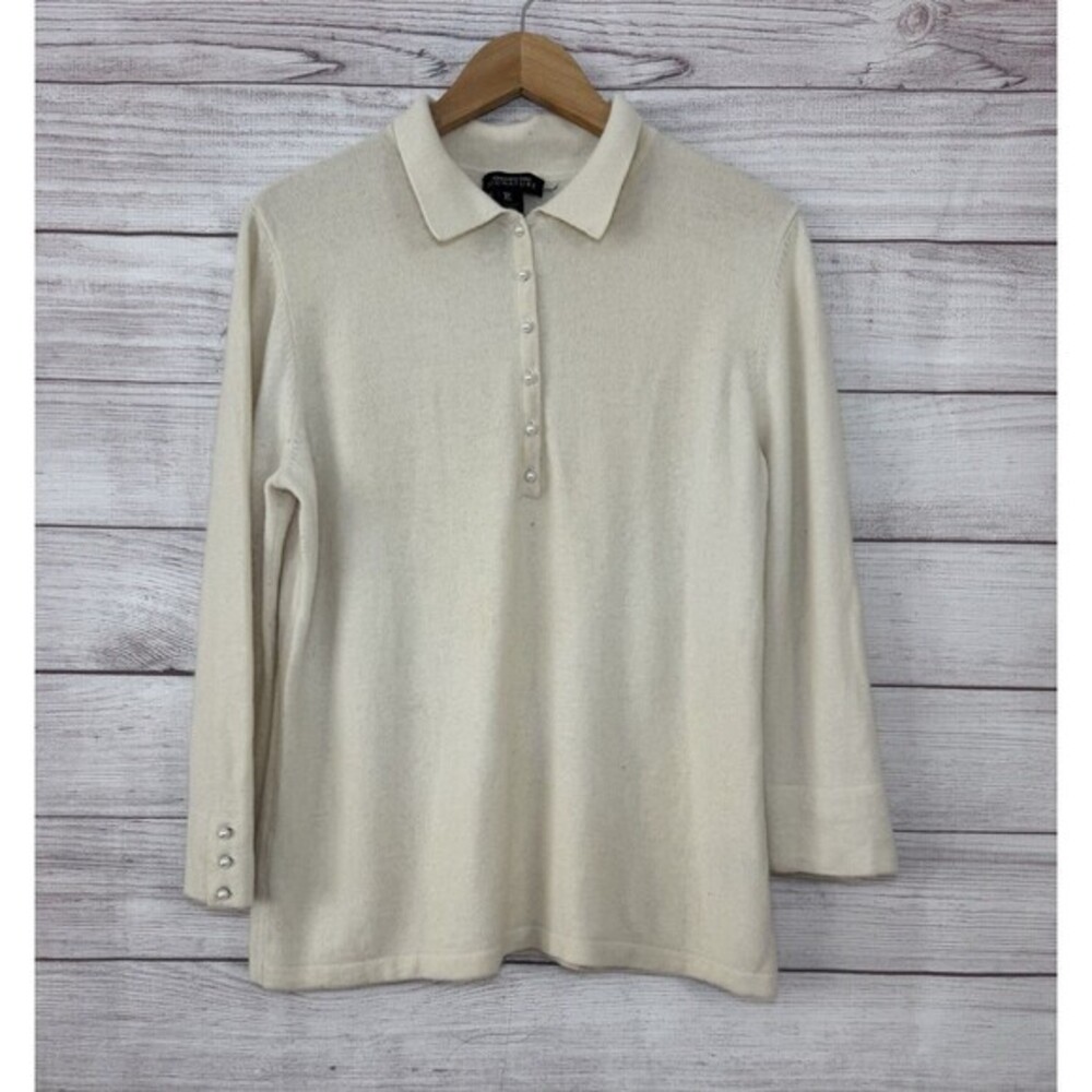 Jones New York Womans Sweater Top  Beige  Wool/rabbit Hair  Long Sleeve SZ XL